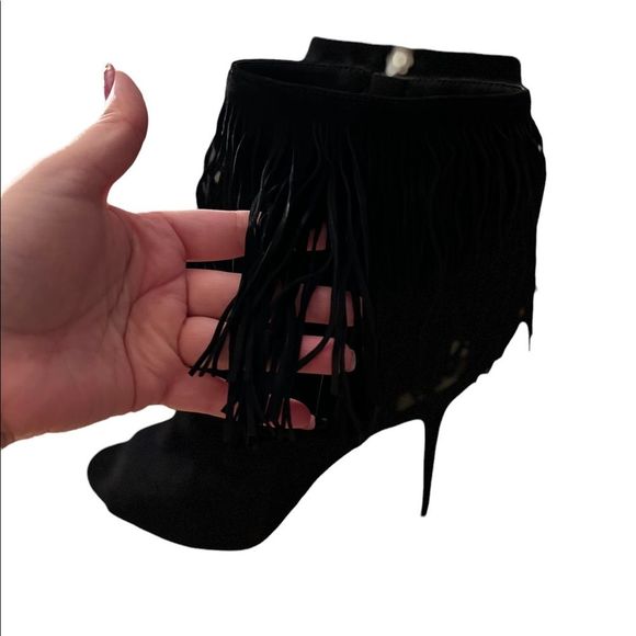 Sam Edelman Arizona Tassel Peep Toe Heel Black - Picture 4 of 11